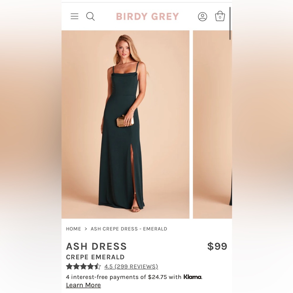Birdy Grey Ash Dress - Crepe Emerald Size Small